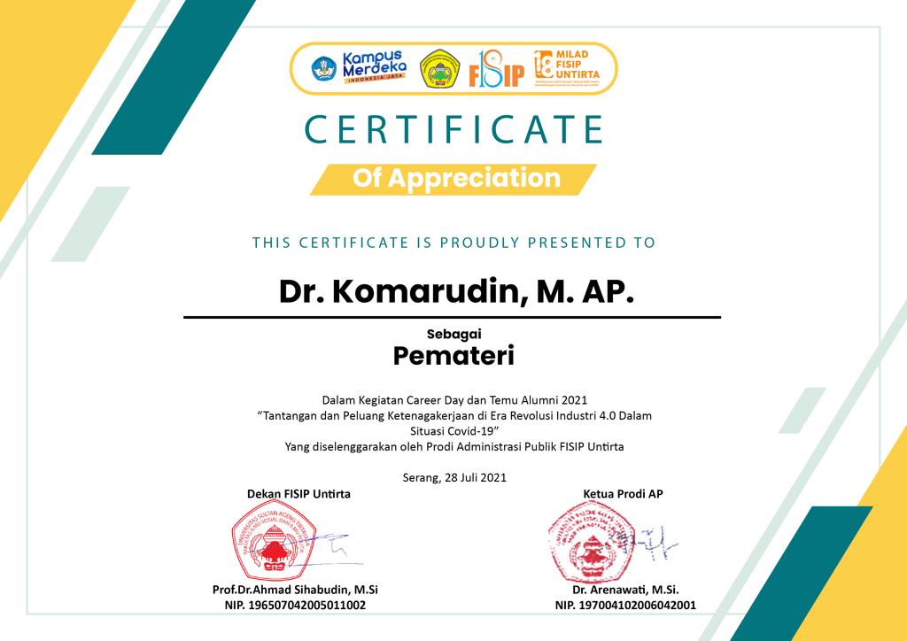 Kepala BKD Menjadi Pemateri Career Day Dies Natalis ke 18 Fisip Untirta